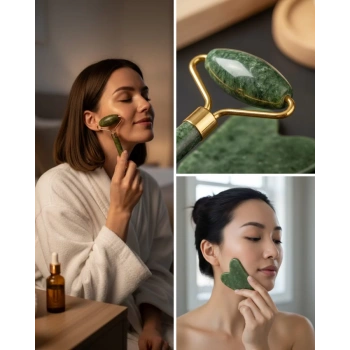 VipMarketim Yüz Masaj Aleti Roller ve Gua Sha 2li Set