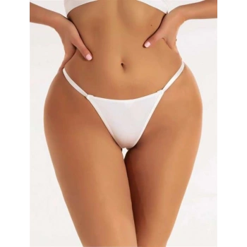 VipMarketim  Zincir Kalp Detaylı Fantezi Beyaz String Tanga