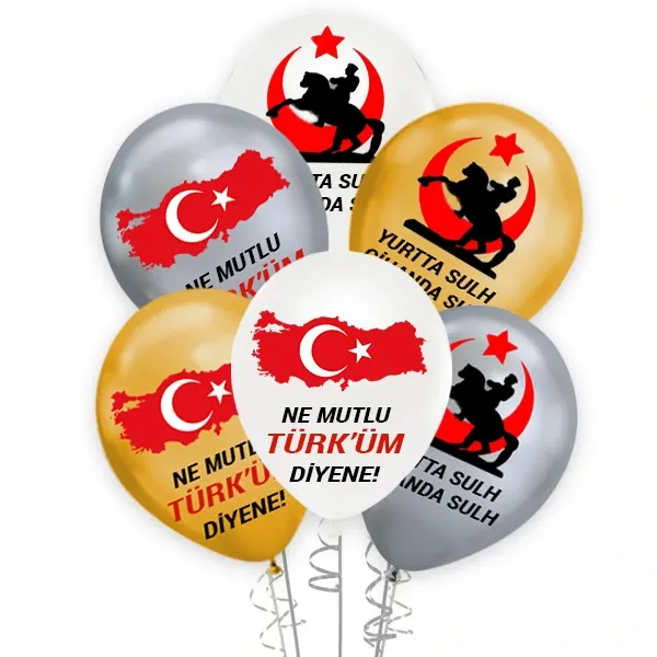 Ne Mutlu Türküm Diyene Baskılı Balon (10 adet)