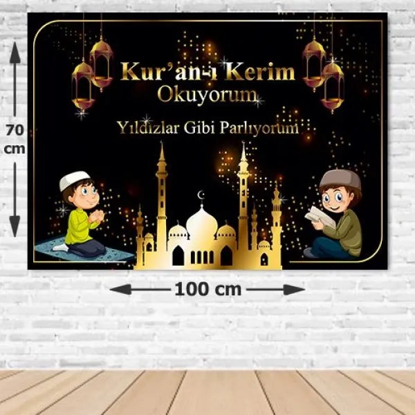 !TOPTAN! Kuran Okuyorum Afişi Erkek Siyah 70*100 cm