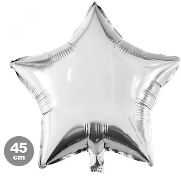 !TOPTAN! Yıldız Folyo Balon Gümüş Gri (45 cm)