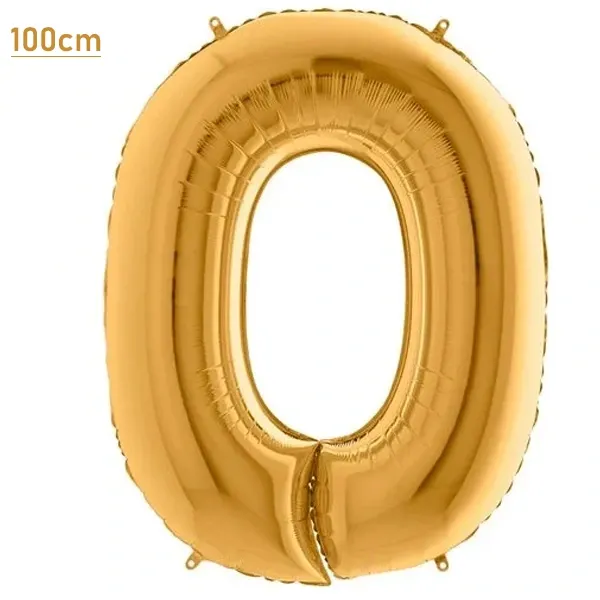 0 Rakam Folyo Balon - Gold - 100 cm (40 inch)