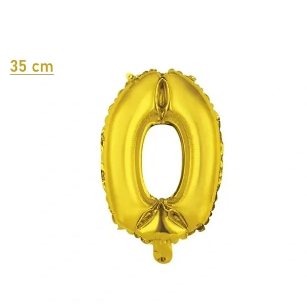 0 Rakam Folyo Balon - Gold – (35 cm - 16 inch)
