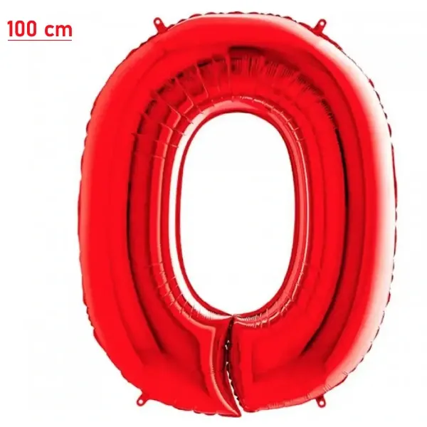 0 Rakam Folyo Balon – Kırmızı – 100 cm (40 inch)
