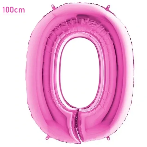 0 Rakam Folyo Balon - Pembe - 100 cm (40 inch)