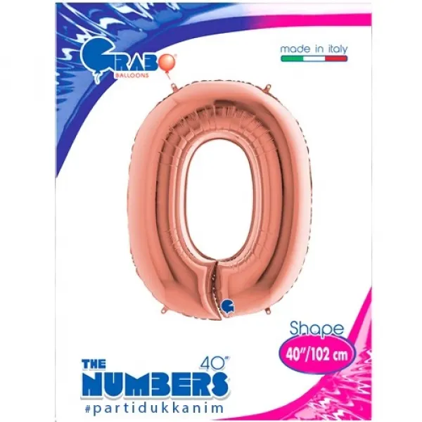 0 Rakam Folyo Balon – Rose Gold – (100 cm - 40 inch)