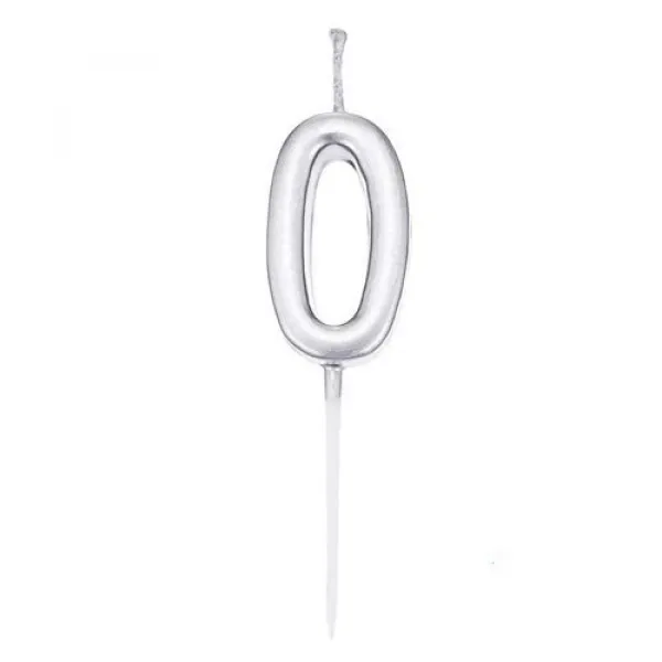 0 Rakam Mum Gümüş