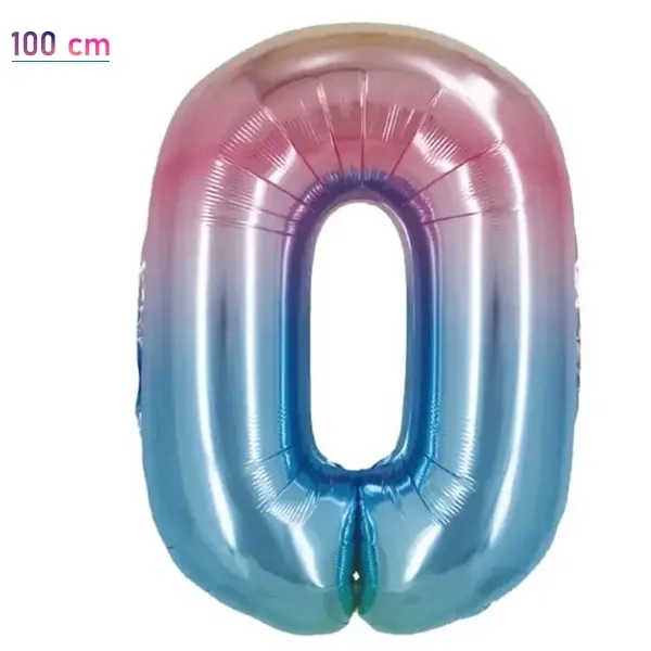0 Sayı Folyo Balon – Gökkuşağı – 100 cm (40 inch)