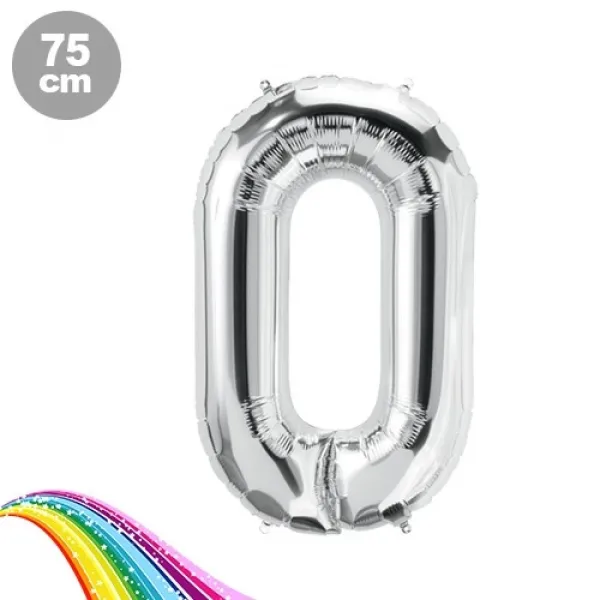 0 Sayı Folyo Balon Gümüş (75 cm)