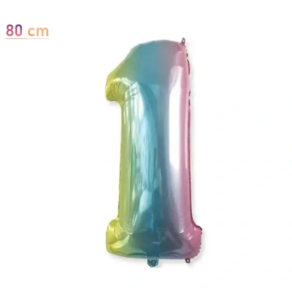 1 Rakam Folyo Balon – Gökkuşağı – 34 inch (80 cm)