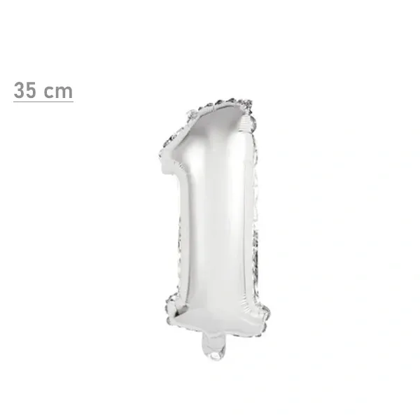 1 Rakam Folyo Balon – Gümüş – (35 cm - 16 inch)