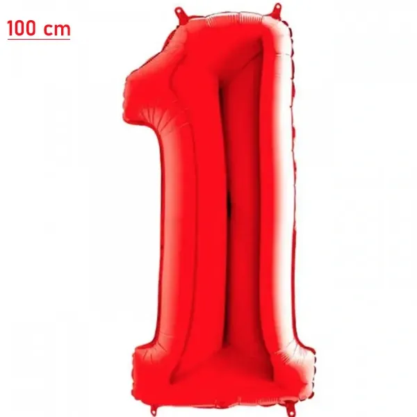1 Rakam Folyo Balon – Kırmızı – 100 cm (40 inch)