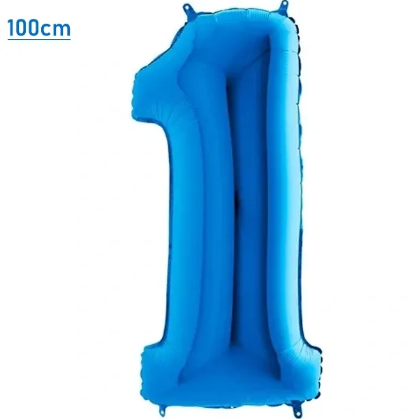 1 Rakam Folyo Balon - Mavi - 100 cm (40 inch)