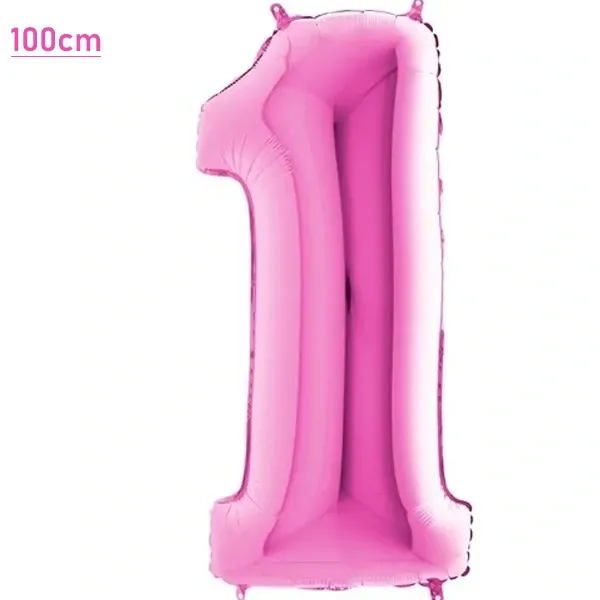 1 Rakam Folyo Balon - Pembe - 100 cm (40 inch)