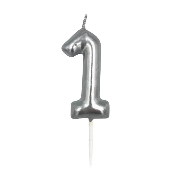 1 Rakam Mum Gümüş
