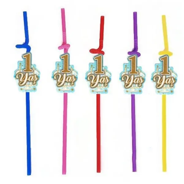 1 Yaş Artistik Pipet Mavi 10 Adet