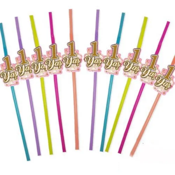 1 Yaş Artistik Pipet Pembe 10 Adet