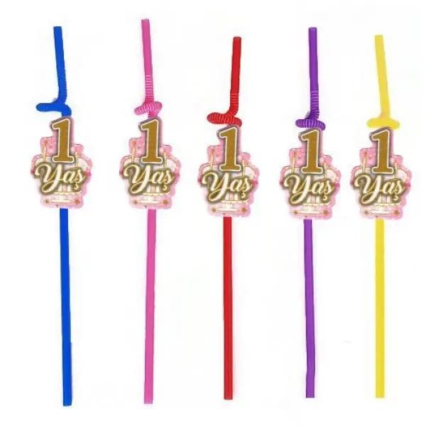 1 Yaş Artistik Pipet Pembe 10 Adet