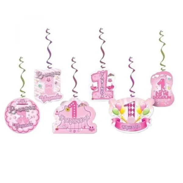 1 Yaş Asmalı Tavan Süsü (6 Adet) Pembe