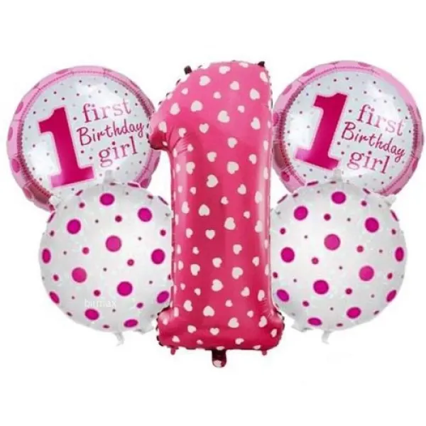 1 Yaş Folyo Balon Set Pembe
