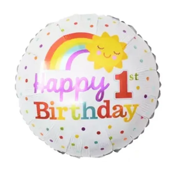 1 Yaş Gökkuşağı Folyo Balon 45 cm