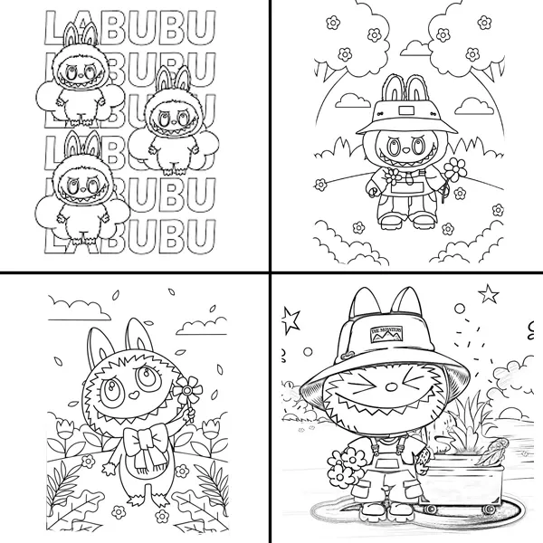 16 Sayfa Labubu Boyama Kitabı Stickerlı 1 Adet