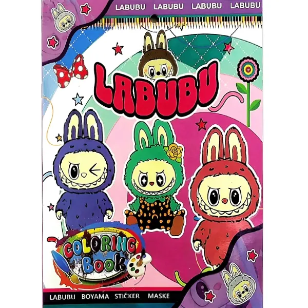 16 Sayfa Labubu Boyama Kitabı Stickerlı 1 Adet