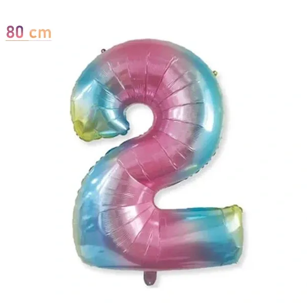 2 Rakam Folyo Balon – Gökkuşağı – 34 inch (80 cm)