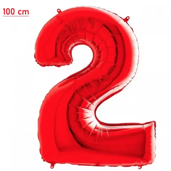 2 Rakam Folyo Balon – Kırmızı – 100 cm (40 inch)