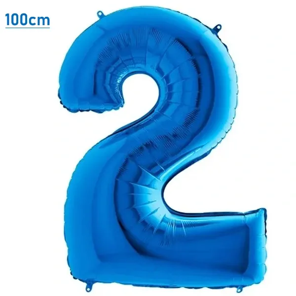 2 Rakam Folyo Balon - Mavi - 100 cm (40 inch)