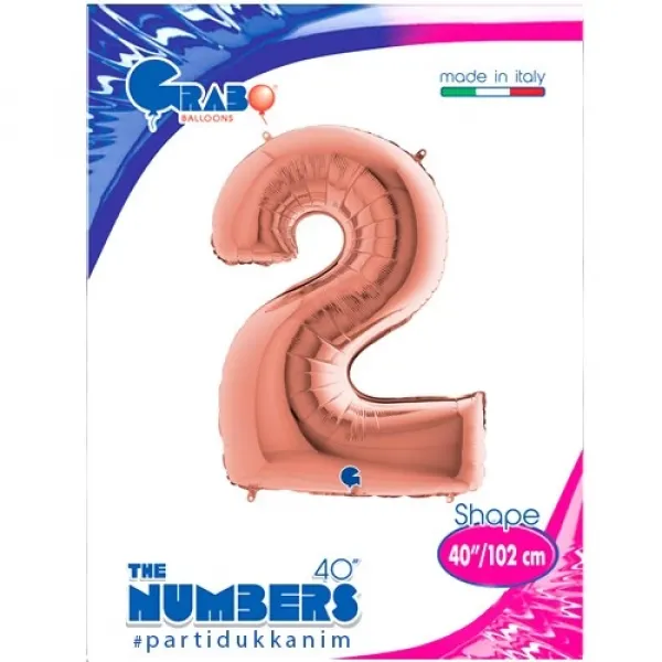 2 Rakam Folyo Balon – Rose Gold – (100 cm - 40 inch)