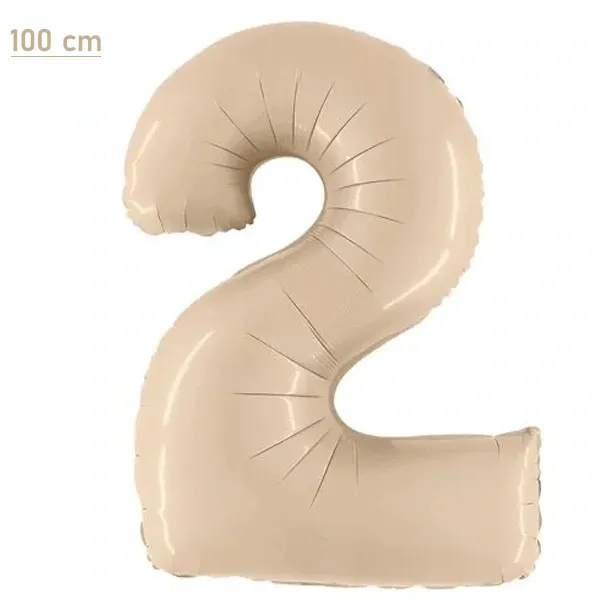 2 Rakam Folyo Balon - Saten Krem - 100 cm (40 inch)