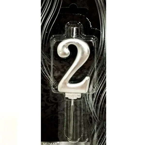 2 Rakam Mum Gümüş