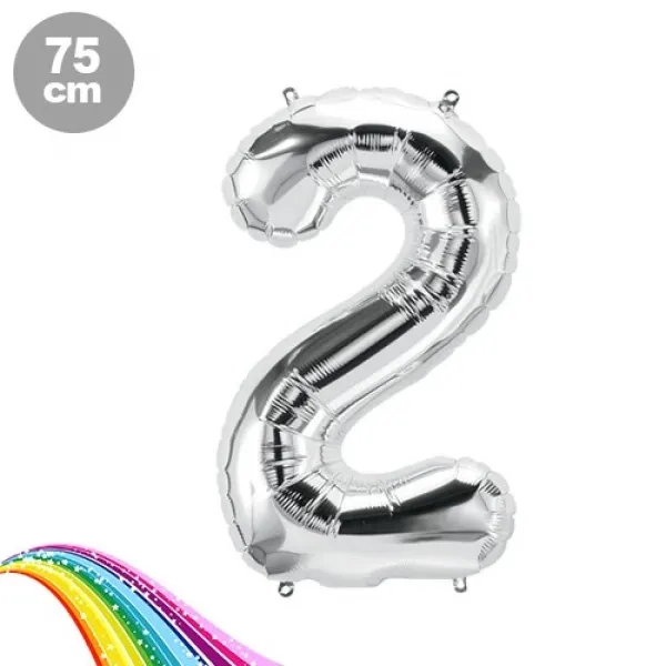 2 Sayı Folyo Balon Gümüş (75 cm)