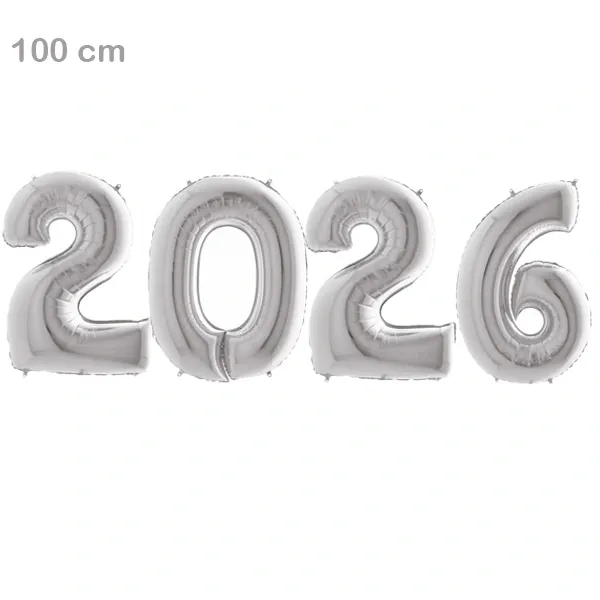 2026 Rakam Folyo Balon Seti Gümüş - 100 cm (40 inch)