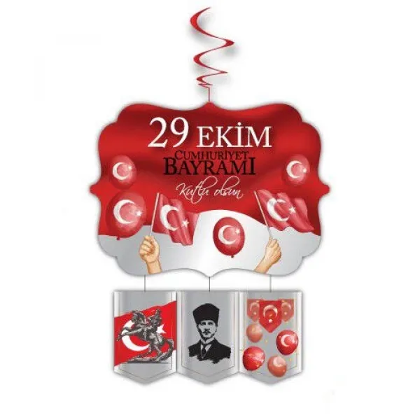 29 Ekim Cumhuriyet Bayramı Tavan Süs Kırmızı