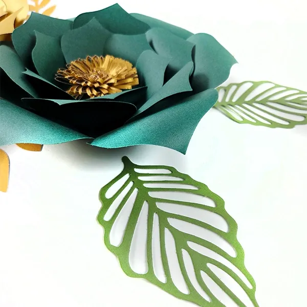 2li (Yeşil - Gold) Ramazan Kağıt Çiçek Seti
