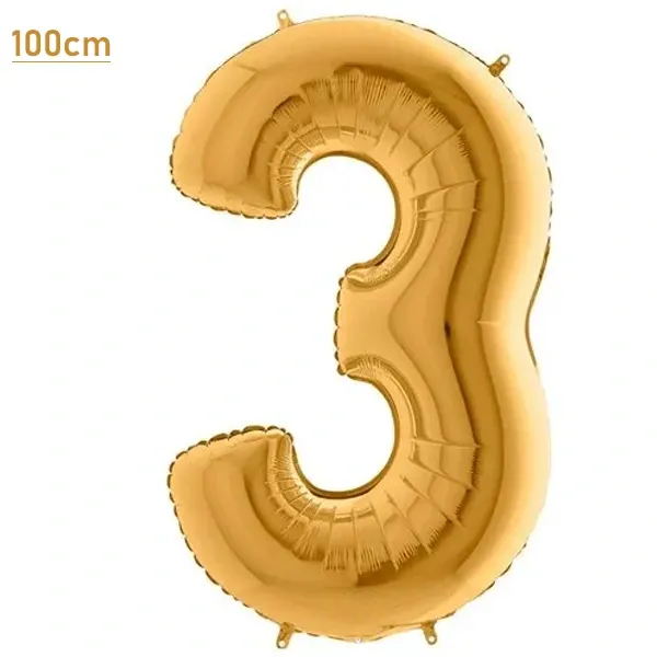 3 Rakam Folyo Balon - Gold - 100 cm (40 inch)