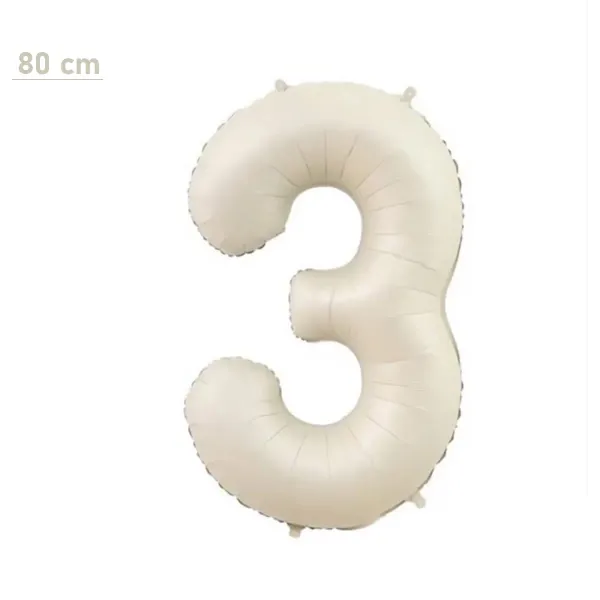 3 Rakam Folyo Balon – Krem – 80 cm (34 inch)