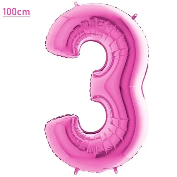 3 Rakam Folyo Balon - Pembe - 100 cm (40 inch)