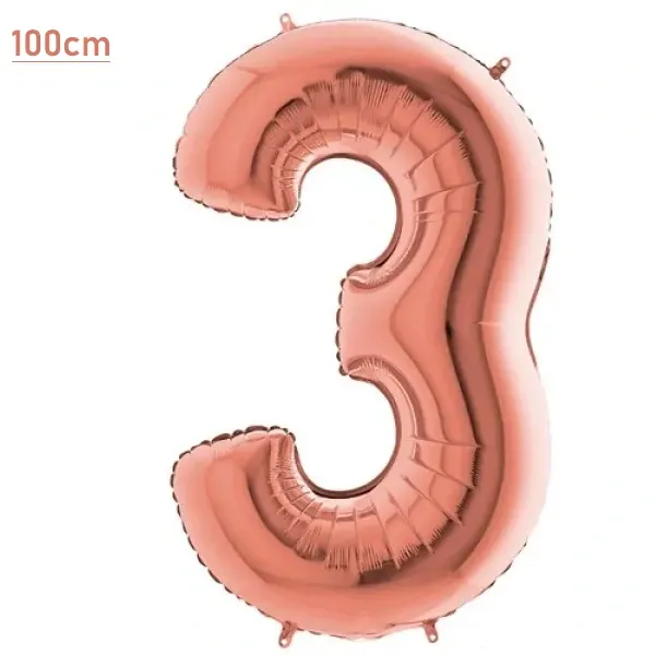 3 Rakam Folyo Balon – Rose Gold – (100 cm - 40 inch)