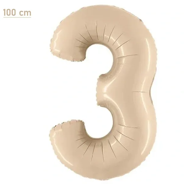 3 Rakam Folyo Balon - Saten Krem - 100 cm (40 inch)