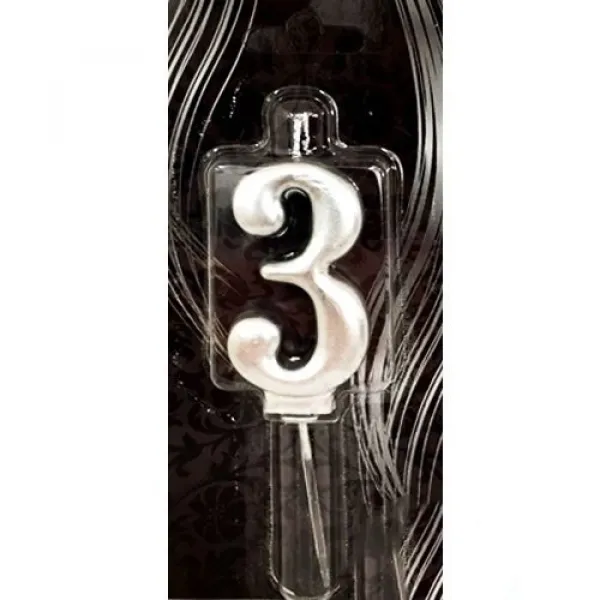 3 Rakam Mum Gümüş