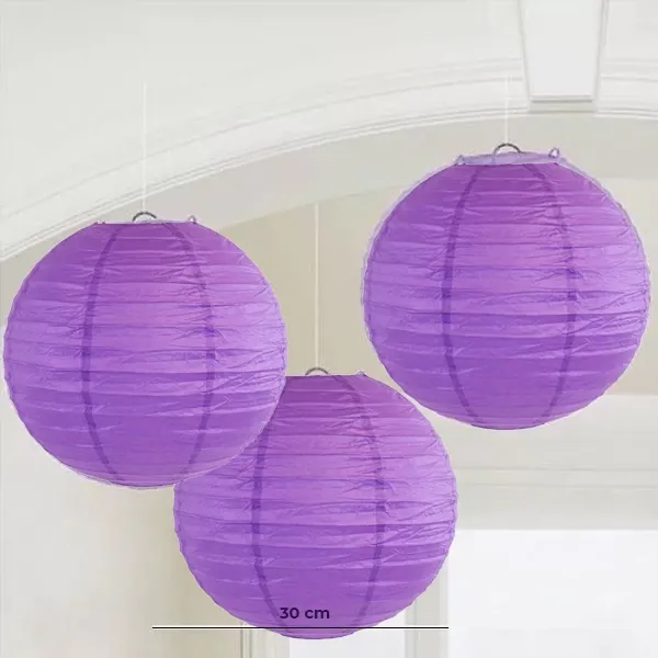 30 cm Mor Yuvarlak Fener Süs 1 Adet