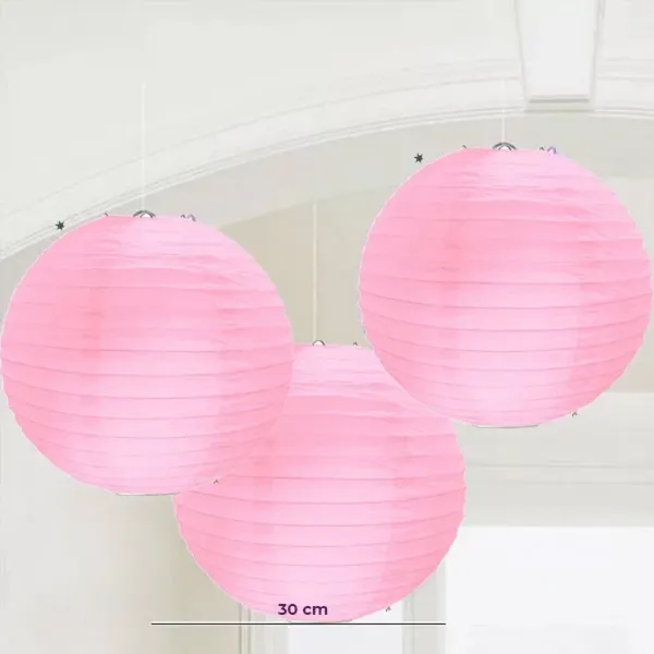 30 cm Pembe Yuvarlak Fener Süs 1 adet