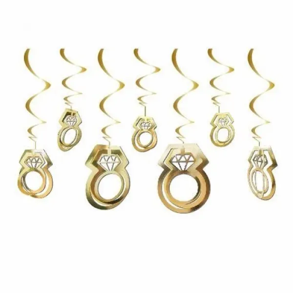 3D Tek Taş Asmalı Tavan Süsü Gold 11 Adet