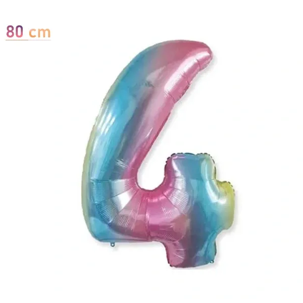 4 Rakam Folyo Balon – Gökkuşağı – 34 inch (80 cm)
