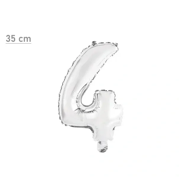 4 Rakam Folyo Balon – Gümüş – (35 cm - 16 inch)