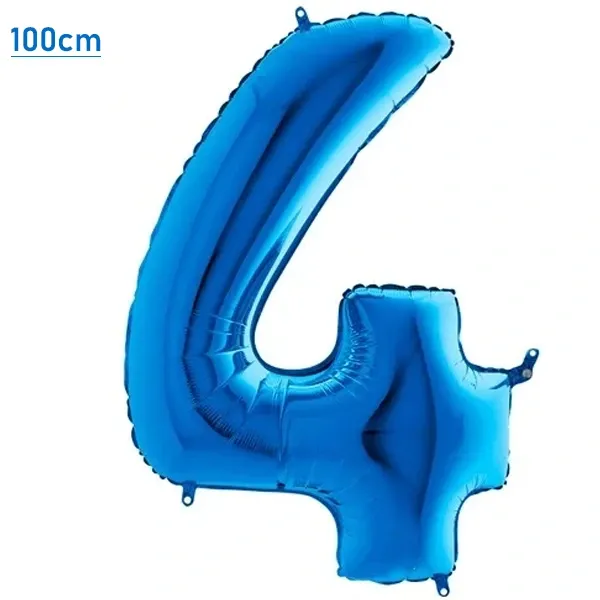 4 Rakam Folyo Balon - Mavi - 100 cm (40 inch)