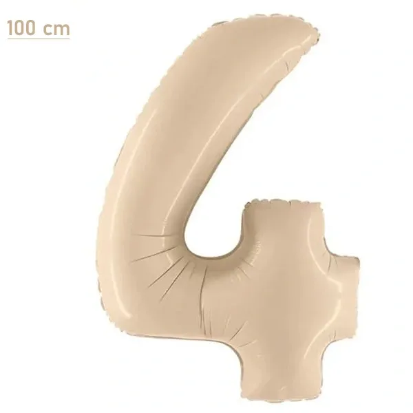 4 Rakam Folyo Balon - Saten Krem - 100 cm (40 inch)